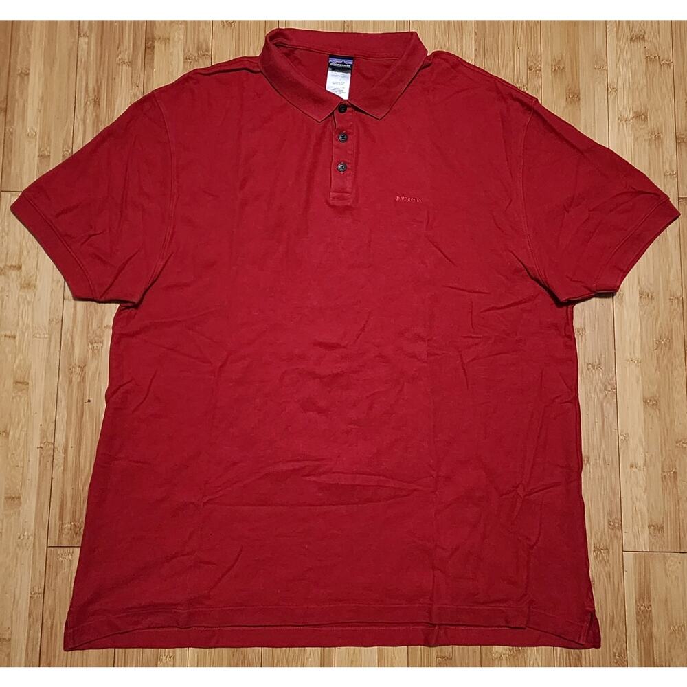 Patagonia Mens 2XL XXL Polo Shirt Short Sleeve Red Organic Cotton Casual Comfort